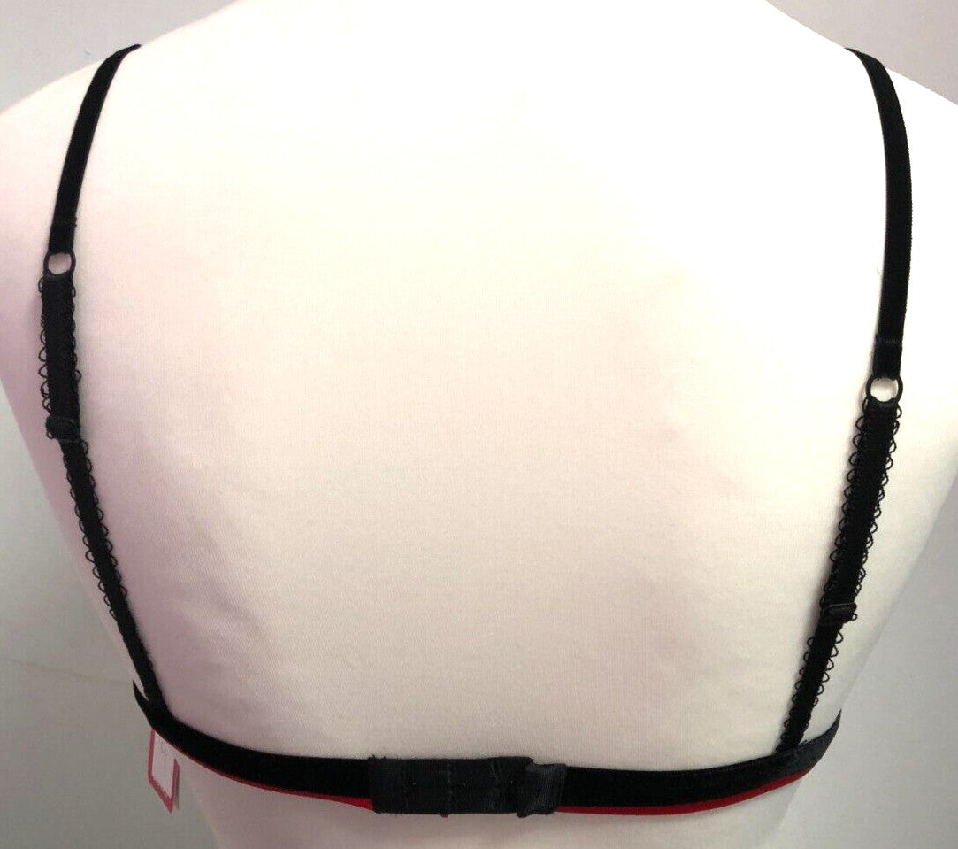 Bonbon Lingerie Bra 34B Red/Black Plunge Non-Wired Padded New with Tags