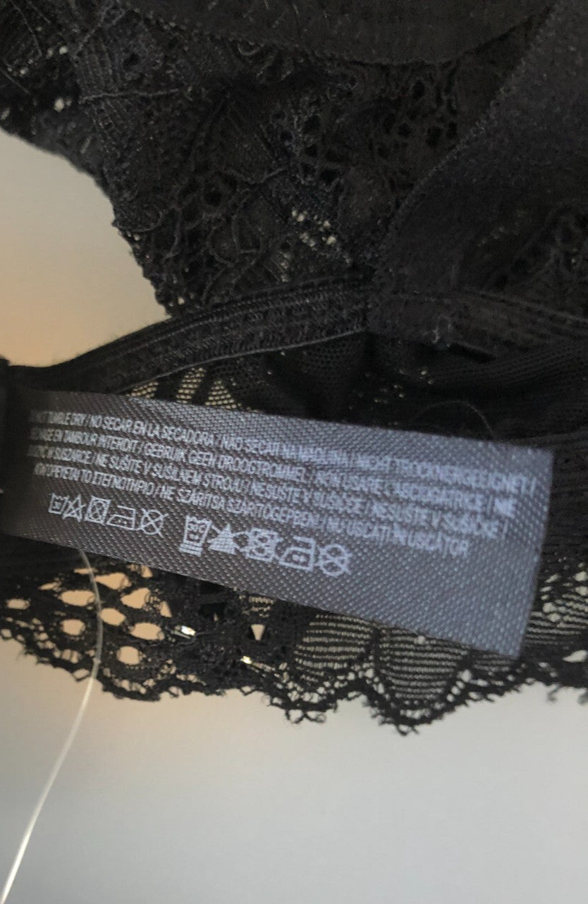Primark Bralette S Black Floral Non Wired Non Padded BNWT