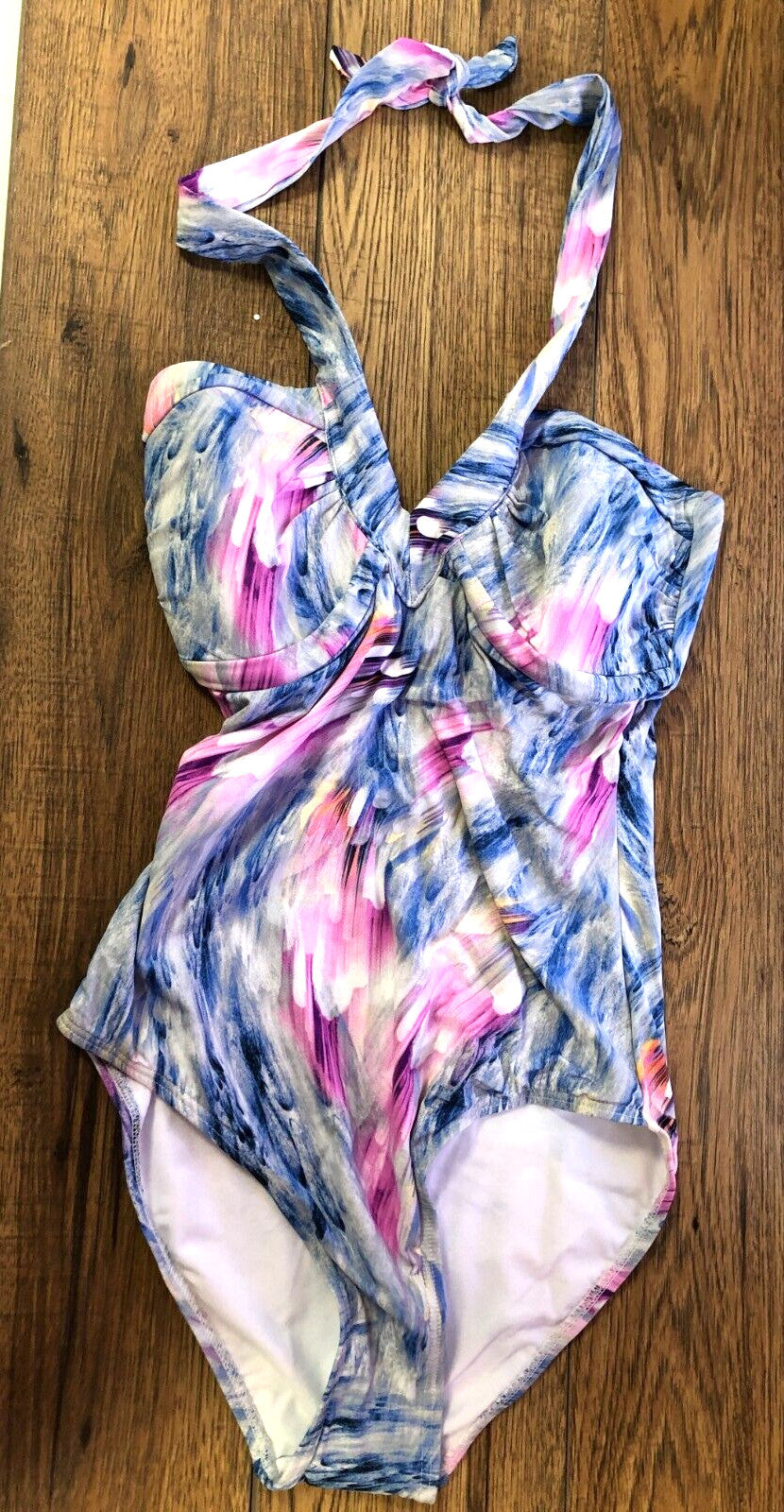 Swimsuit UK12 Multi Halterneck Padded Waterway LY191 by Beach to Beach BNWT