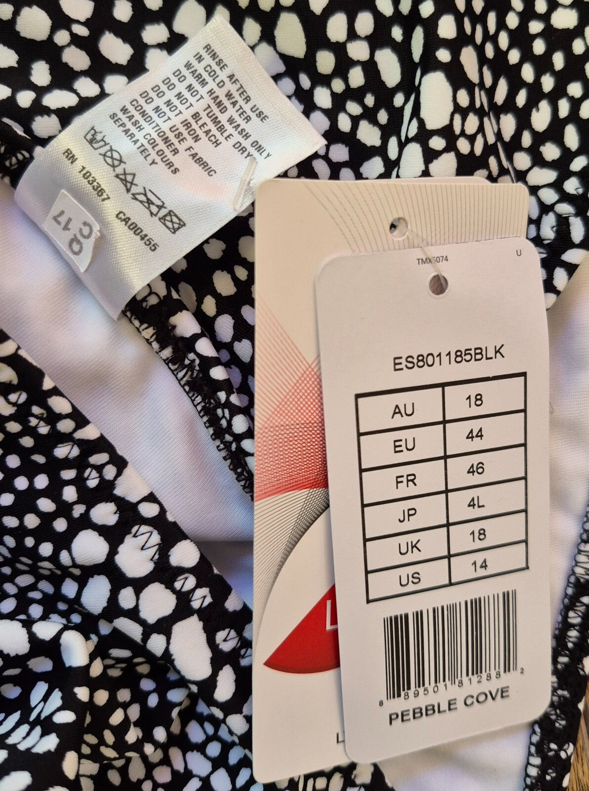 Elomi 'Pebble Cove' Bikini Bottoms Black/White UK 18 NWT