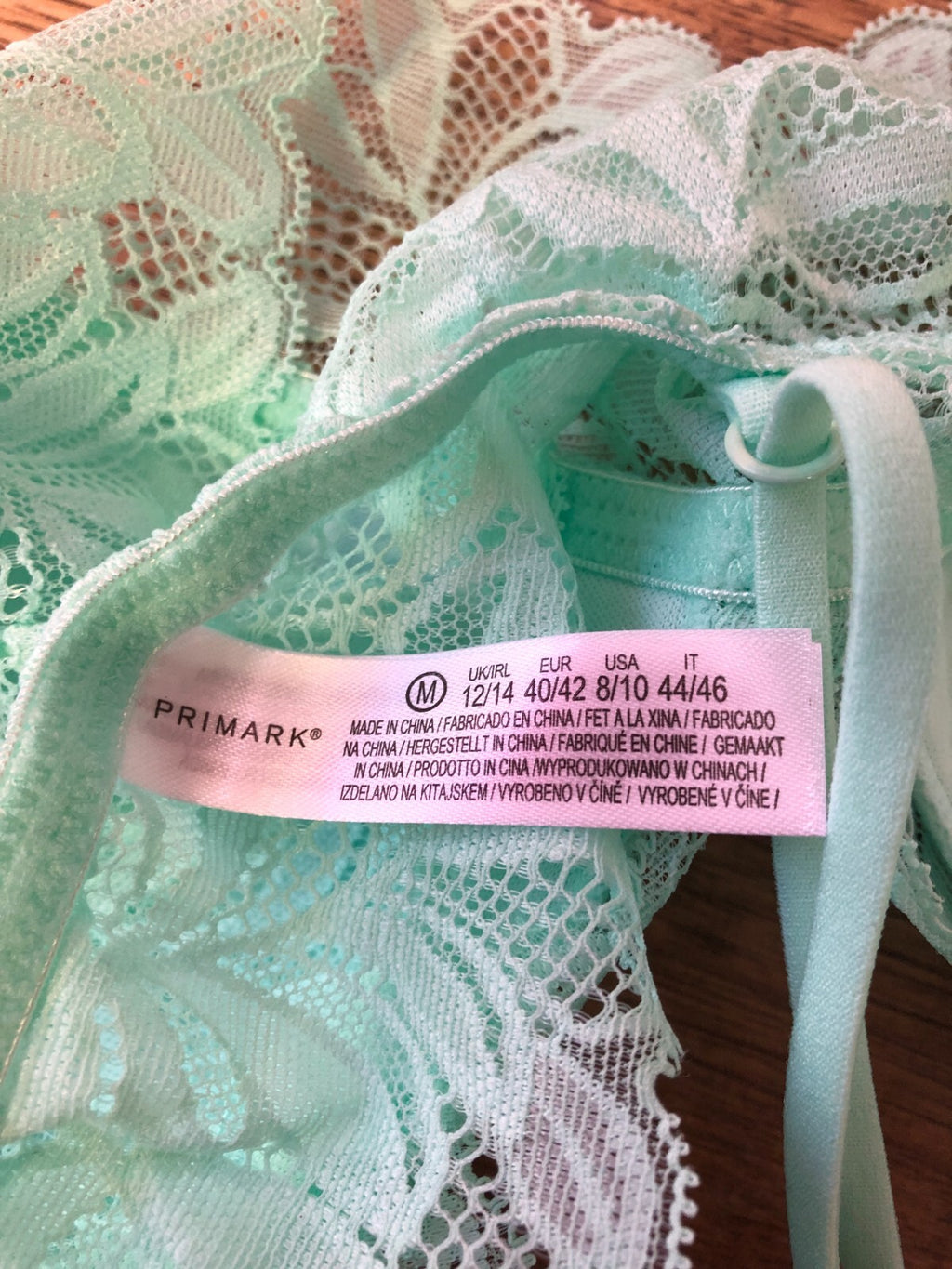 Primark Bra &amp; Brief Set M Mint Green Non Wired Lightly Padded  BNWT