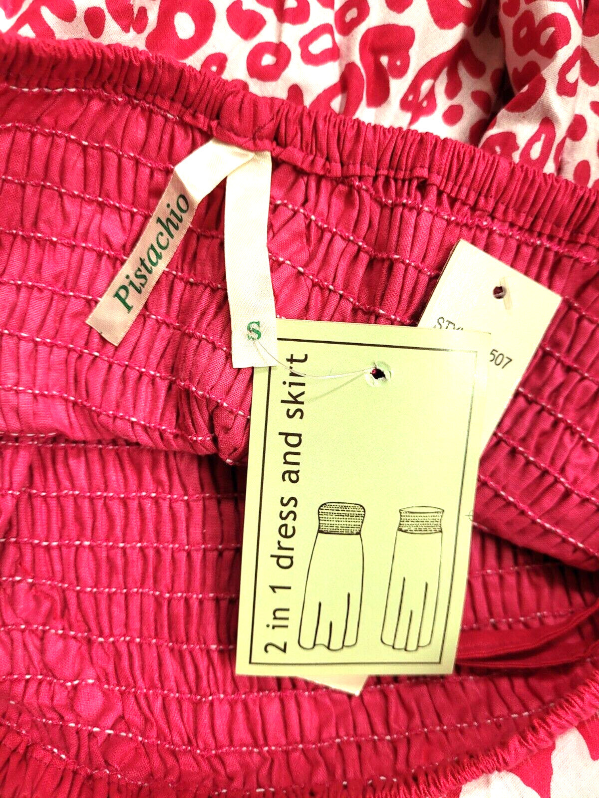 Pistachio 2 in 1 Dress and Skirt UK-Small Red/White 100% Cotton New with Tags