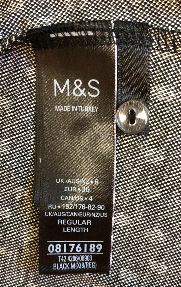 M&amp;S Dress UK8 Black Mix Fit and Flare Regular Length New with Tags