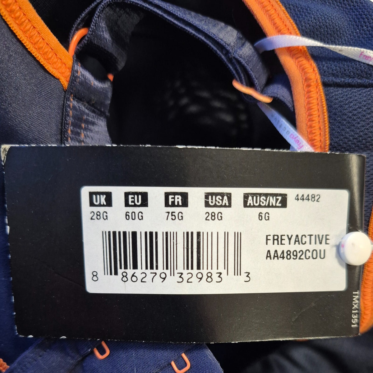 Freya Sports Bra  28G Navy &amp; Orange NWT