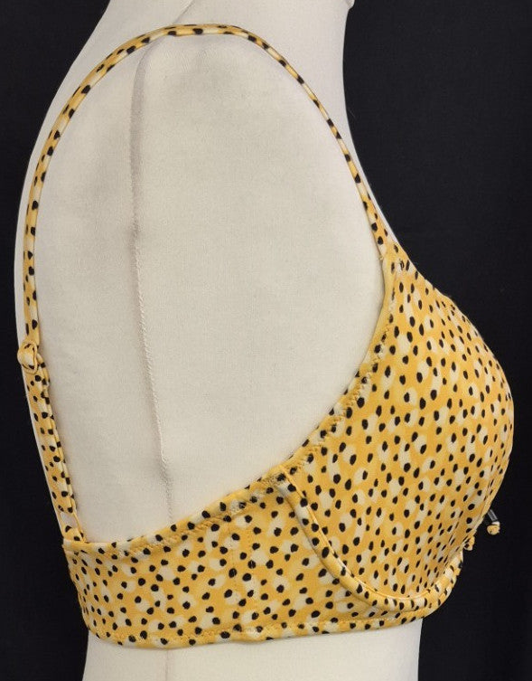 Freya 'Cala Palma' Plunge Bikini Top Yellow/Black 30F NWT