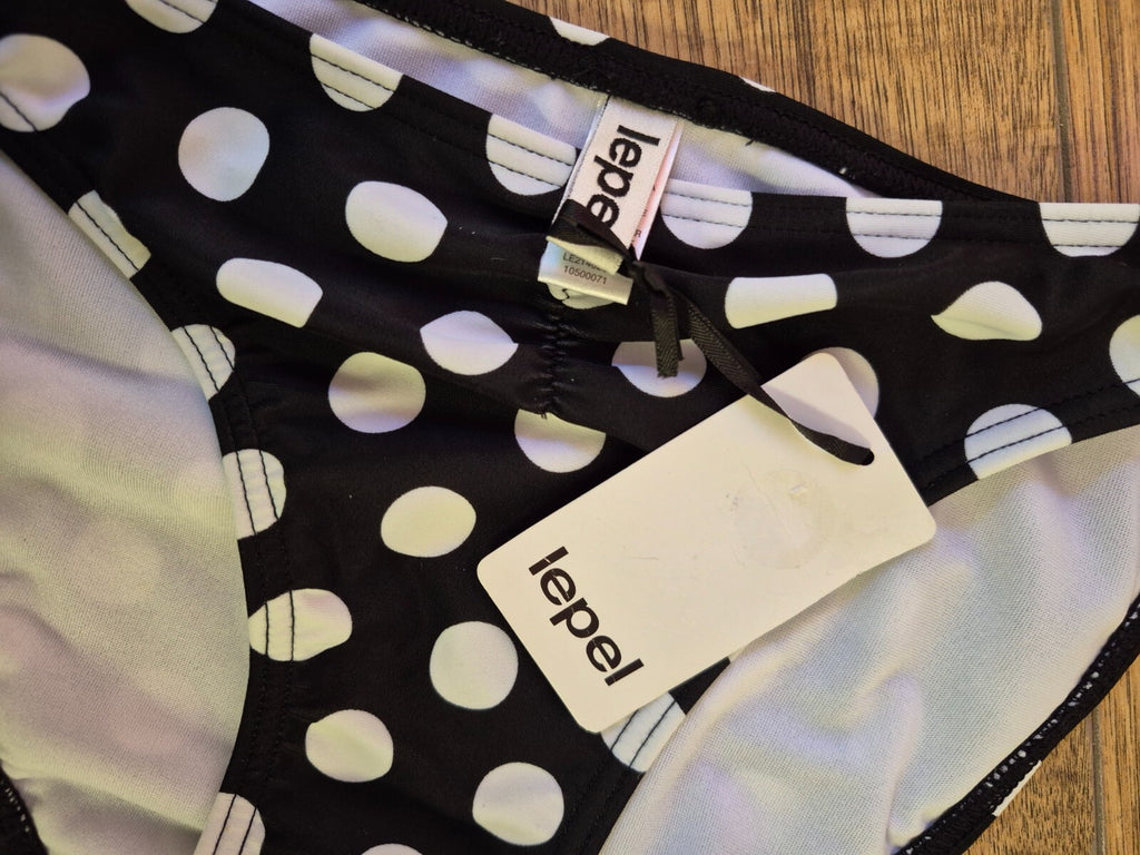 Lepel 'Polka Passion' Hipster Bikini Bottoms Black &amp; White UK8 NWT