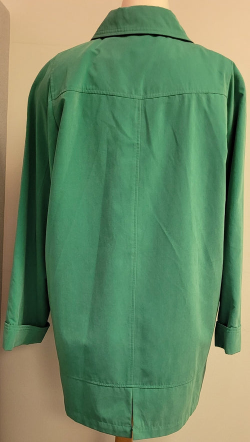 ASTRAKA Raincoat UK- Medium Emerald Green Button Front Pockets Pre-Owned