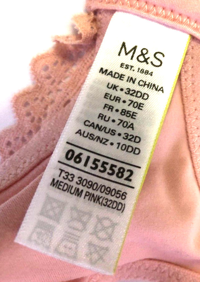 M&amp;S Bra 32DD Medium Pink Non-Wired Padded Body Lounge New with Tags