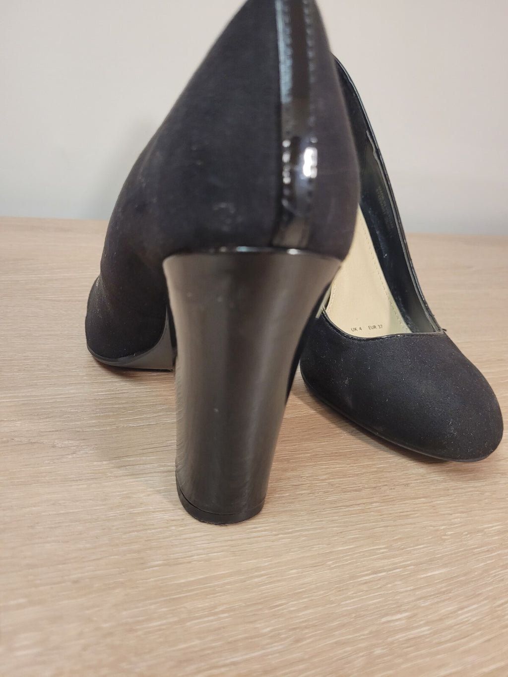 Red Herring Shoes UK4  Black Suede Court Round Toe 10cm Heel Height Pre-Owned