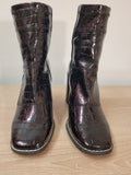 River Island Ankle Boots UK4 Mock Croc Black Back Zip Fastening Pre-Owned