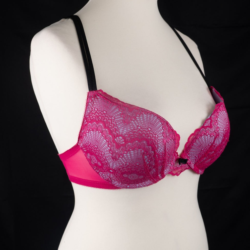 Knickerbox Bra 32D Pink and Black Padded Plunge Kyra by Ann Summers NWT