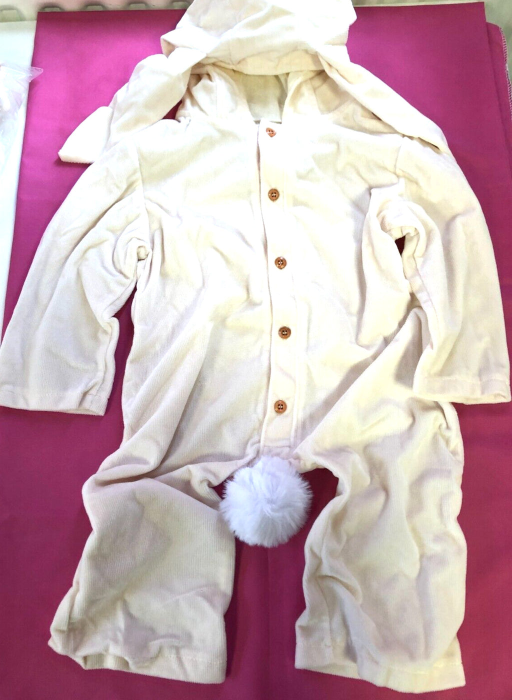 Rabbit Hooded Romper Suit Cream Large 100% Cotton New with Tags