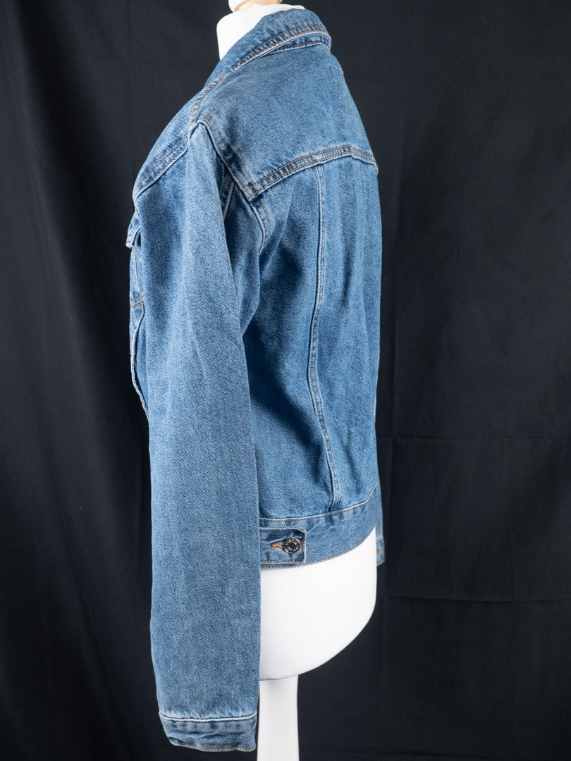 Womens Denim Jacket UK8 Blue Long Sleeve Button Through by Denim &amp; Co
