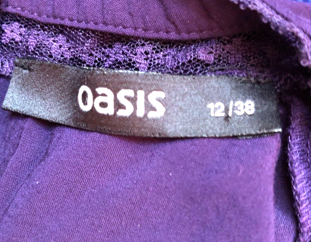 Oasis Top UK12 Purple Sleeveless Round Neck Pre-owned