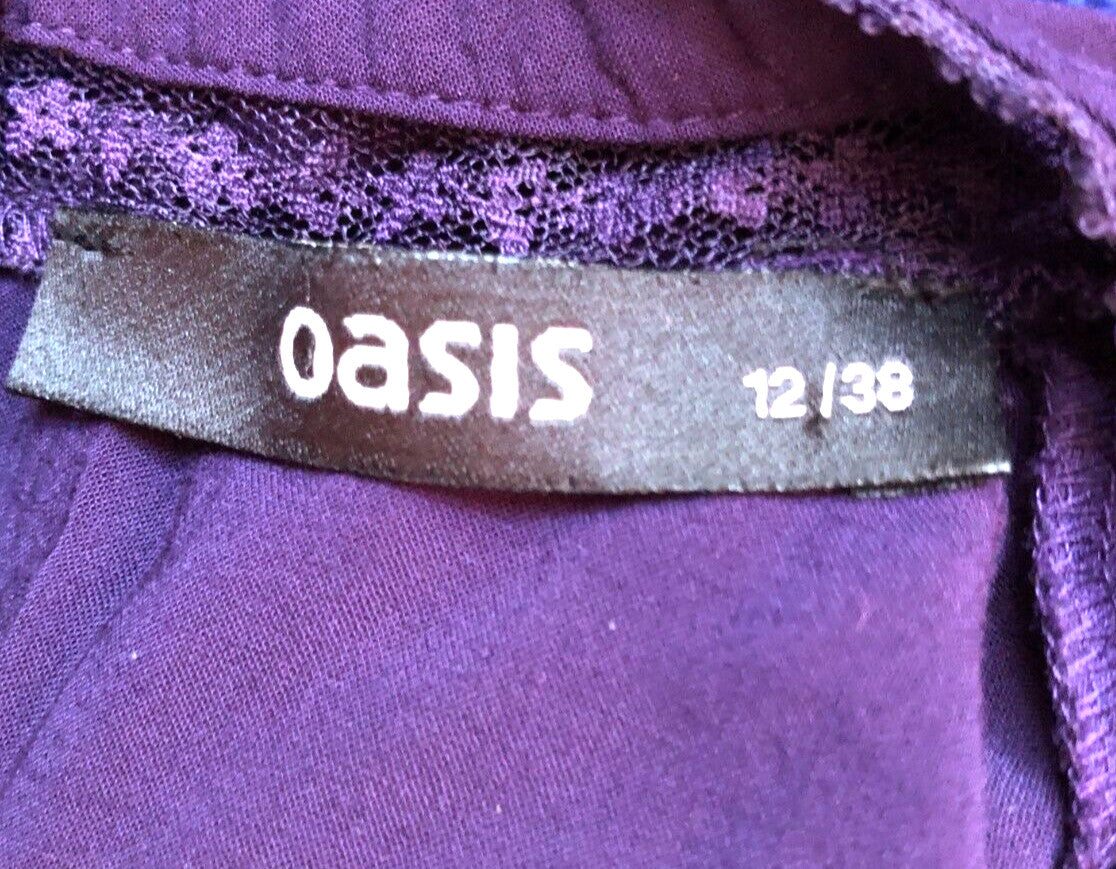 Oasis Top UK12 Purple Sleeveless Round Neck Pre-owned