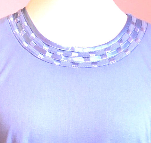 Womens Top Plus2 Light Blue Short Sleeve Round Neck Cotton Rich BNWT