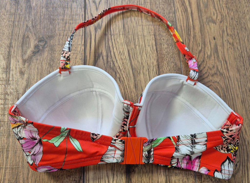 Freya 'Wild Flower' Bikini Top Red/Multi 30DD NWT