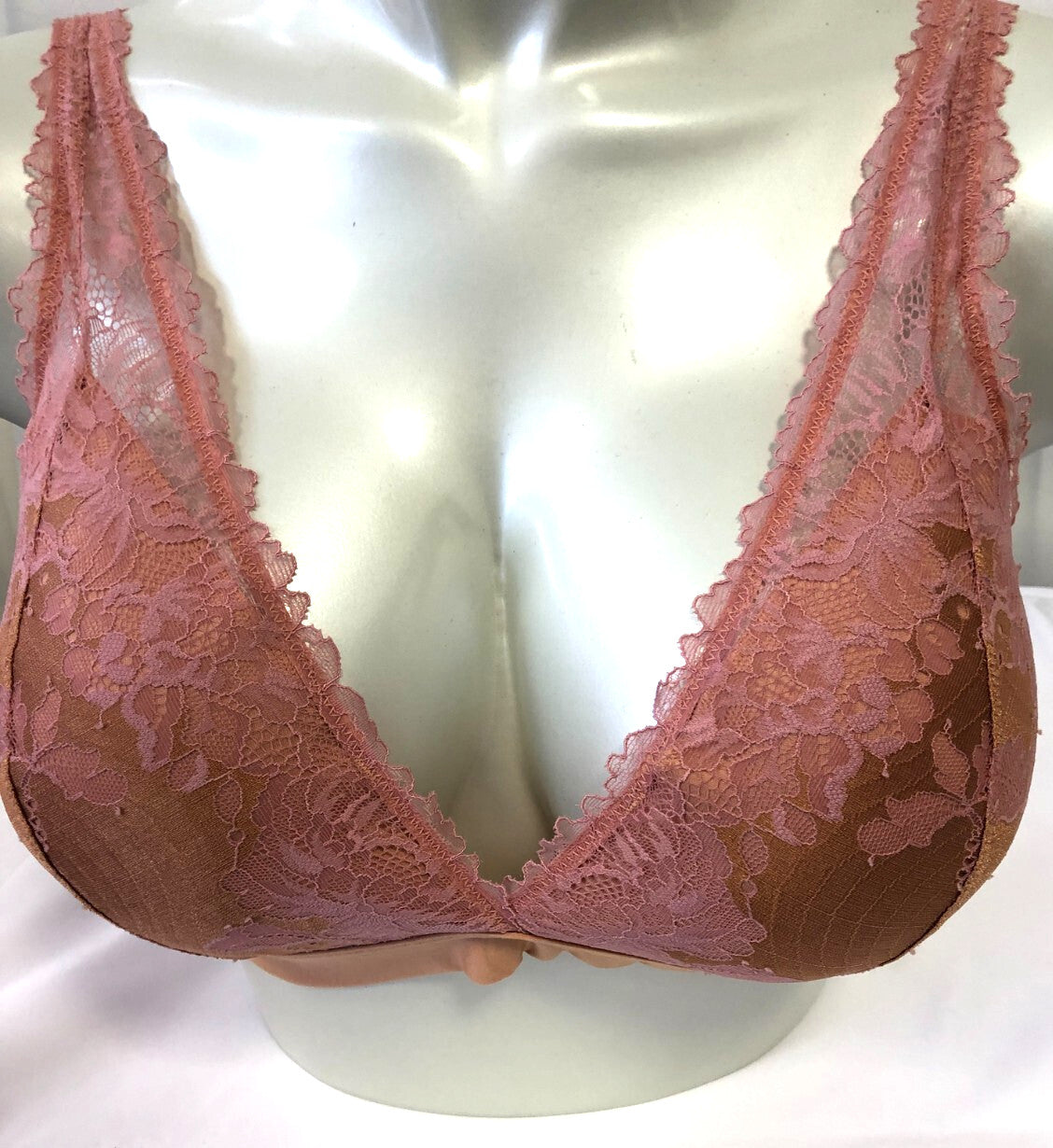 Bra &amp; Brief Set XL Burned Clay Balconette 97% Polyamide Non wired Padded  BNWT