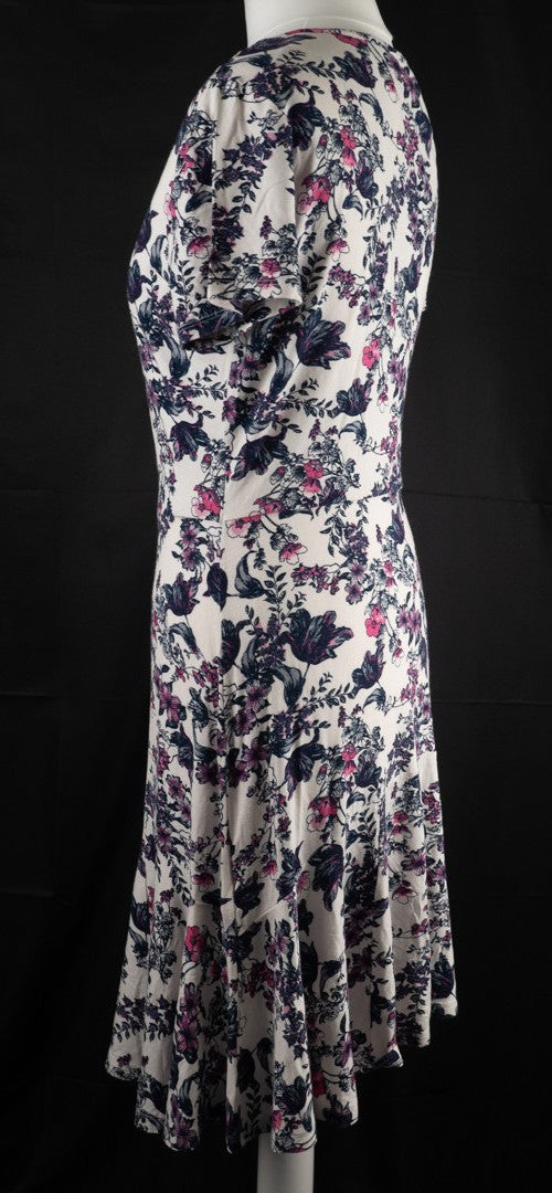 Next White Floral Knee Length Size 10 Dress Pre-Owned