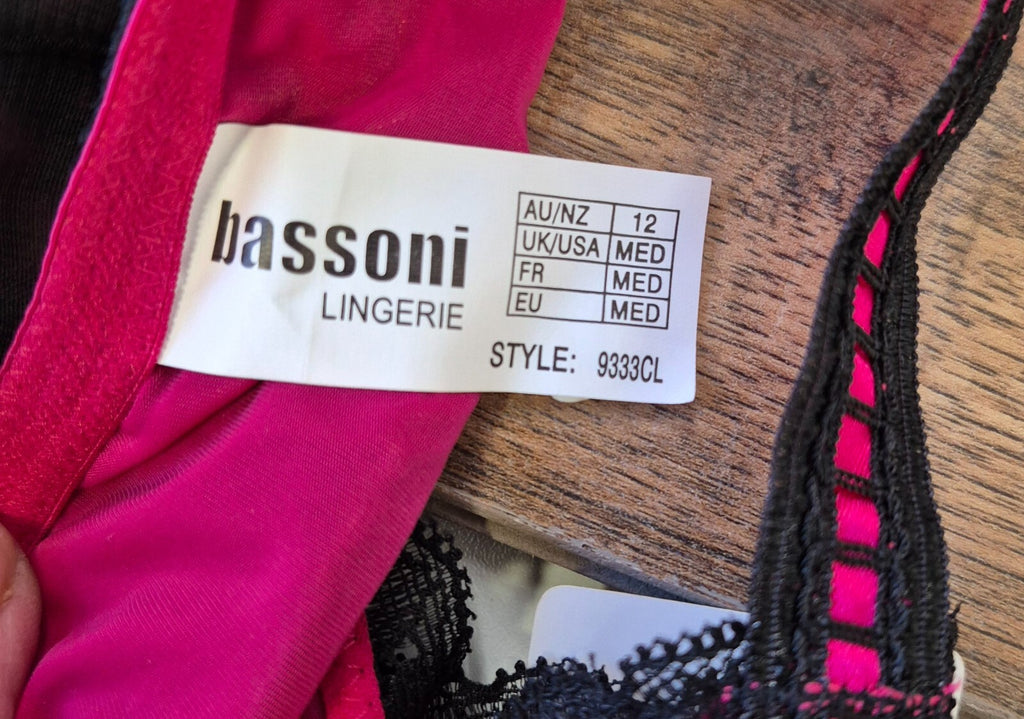 Bassoni Chemise Medium/12 Black/Pink NWT