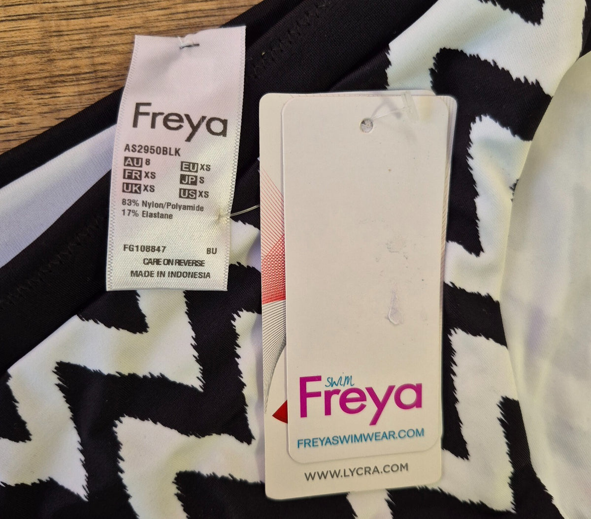 Freya 'Making Wav' Bikini Bottoms Black/White Size XS NWT