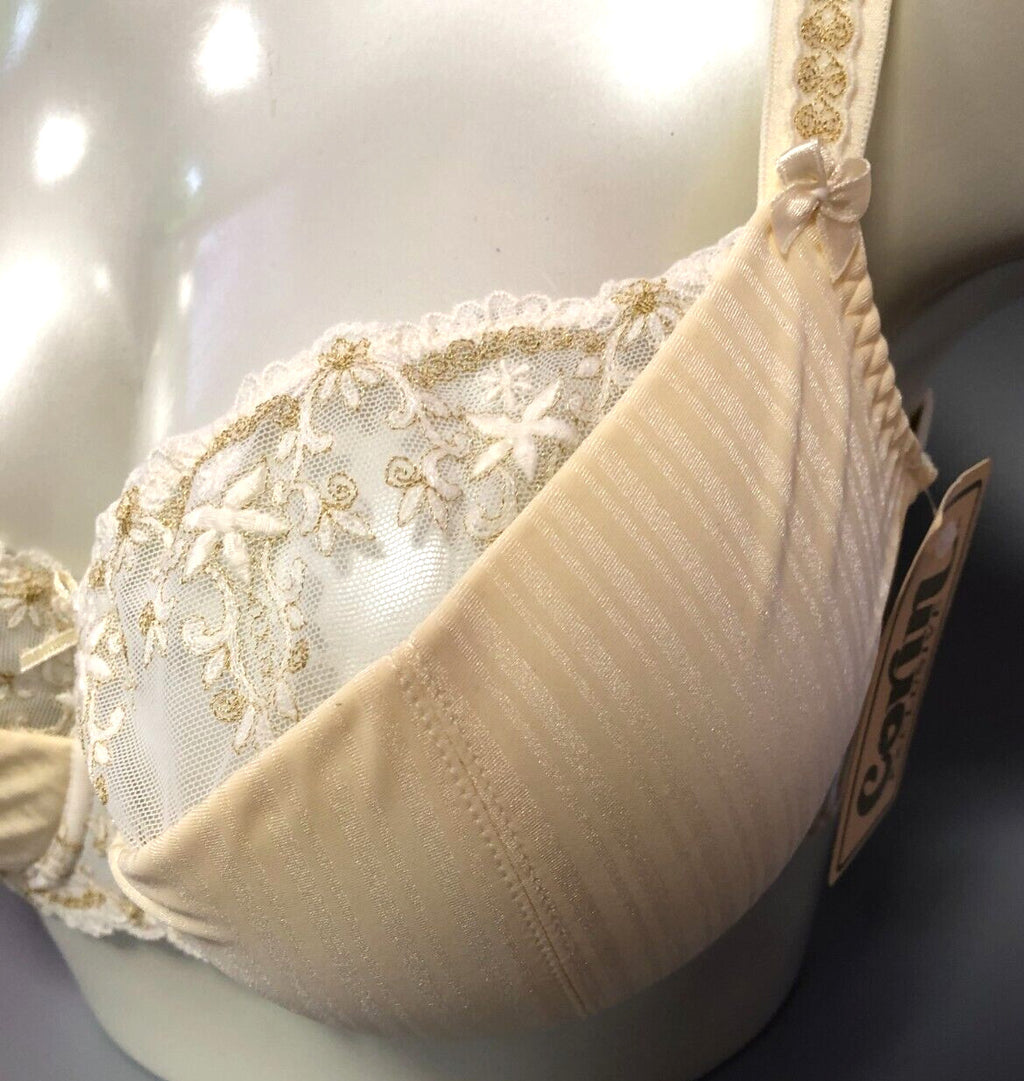 Corin Exclusive Bra 34F Ecru Balconette Underwired Padded Obsydian 12991  BNWT
