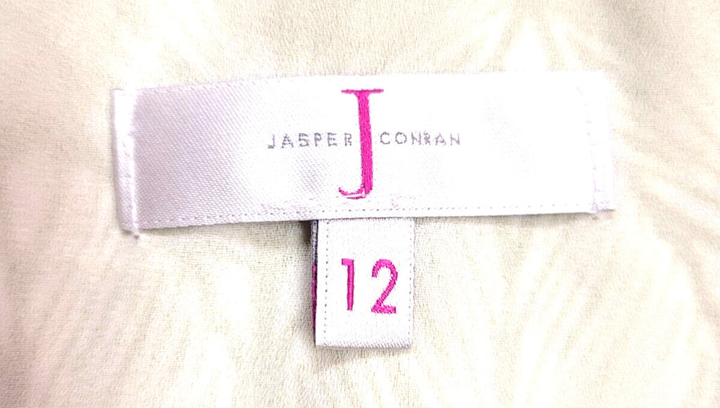 Jasper Conran Tunic Top UK12 Cream/Green Leaf Print Sleeveless Pre-Owned