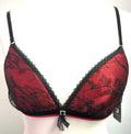 Bonbon Lingerie Bra 34B Red/Black Plunge Non-Wired Padded New with Tags