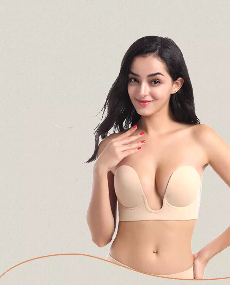 DECENY CB Invisible Silicone Bra DD Cup Nude Reusable New in Pack