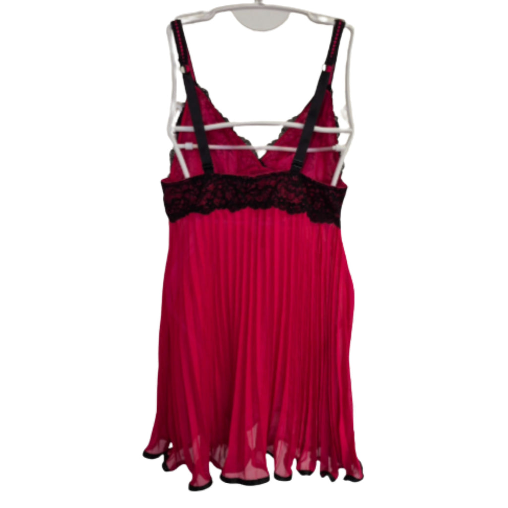 Bassoni Chemise Pink with Black Lace Detail Size 12 NWT