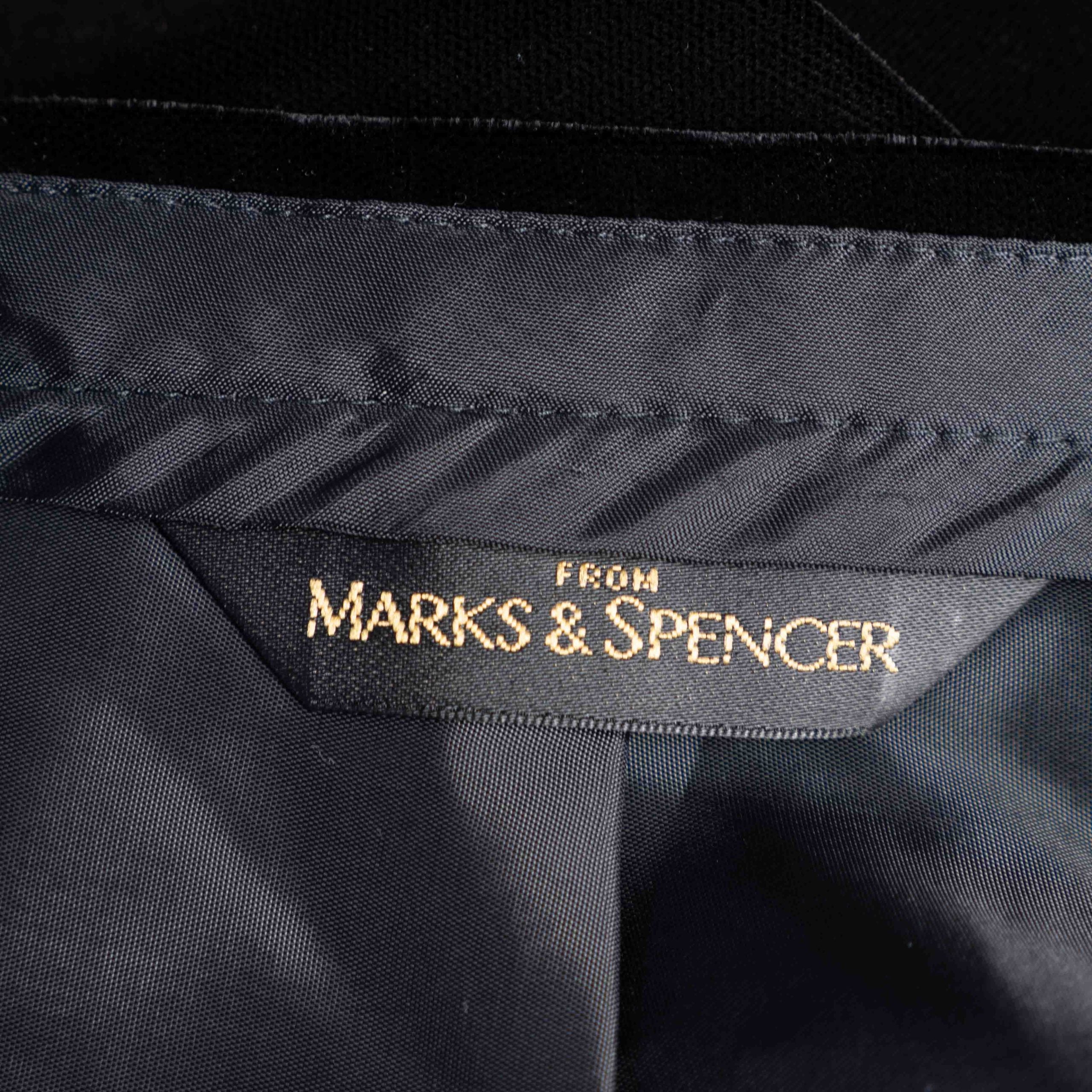 Marks & Spencer black velvet pencil skirt UK 12, back zip closure, fully lined.