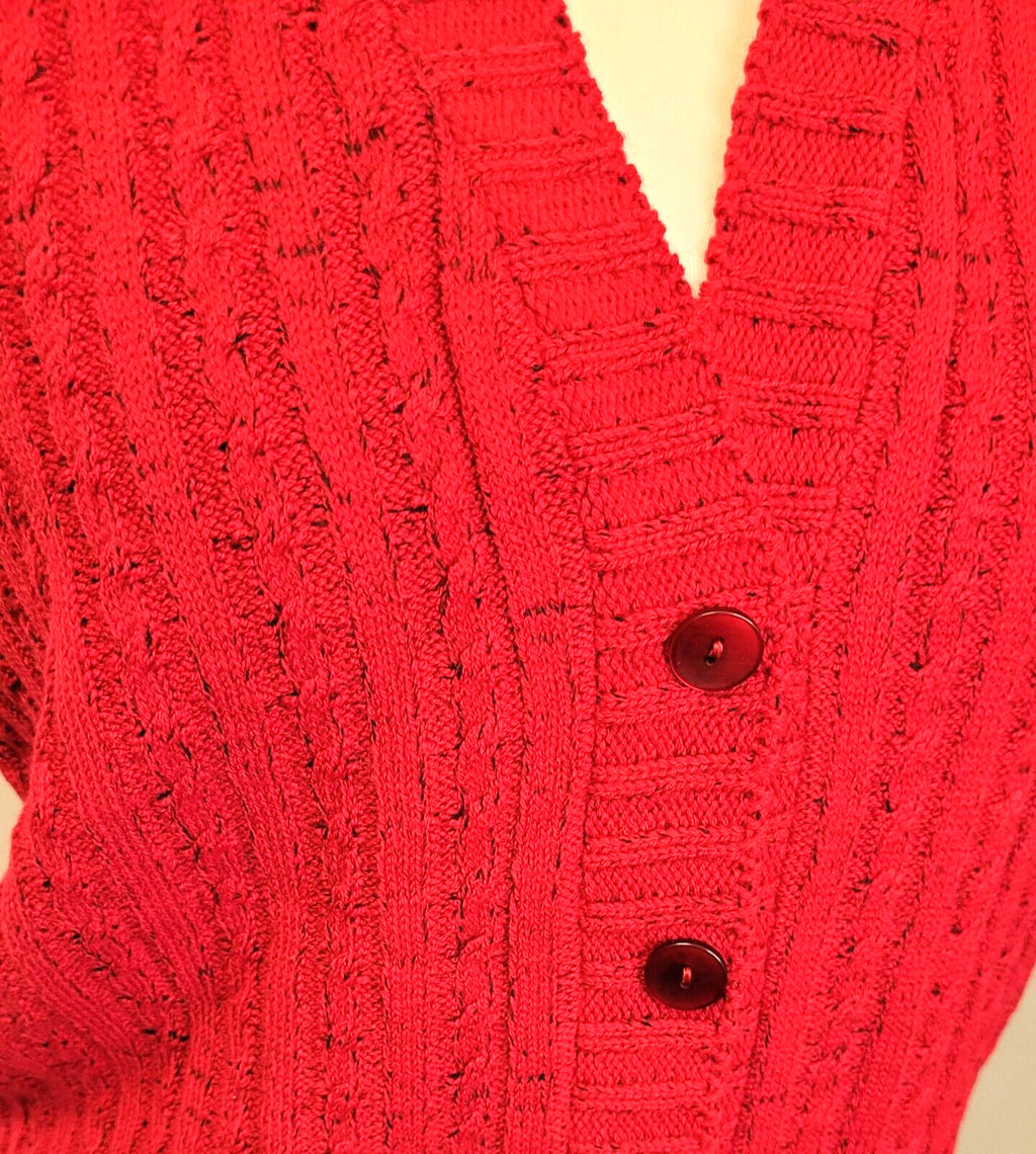 Womens Sleeveless Cardigan S/M Red Button Through V-Neck by Monique BNWT