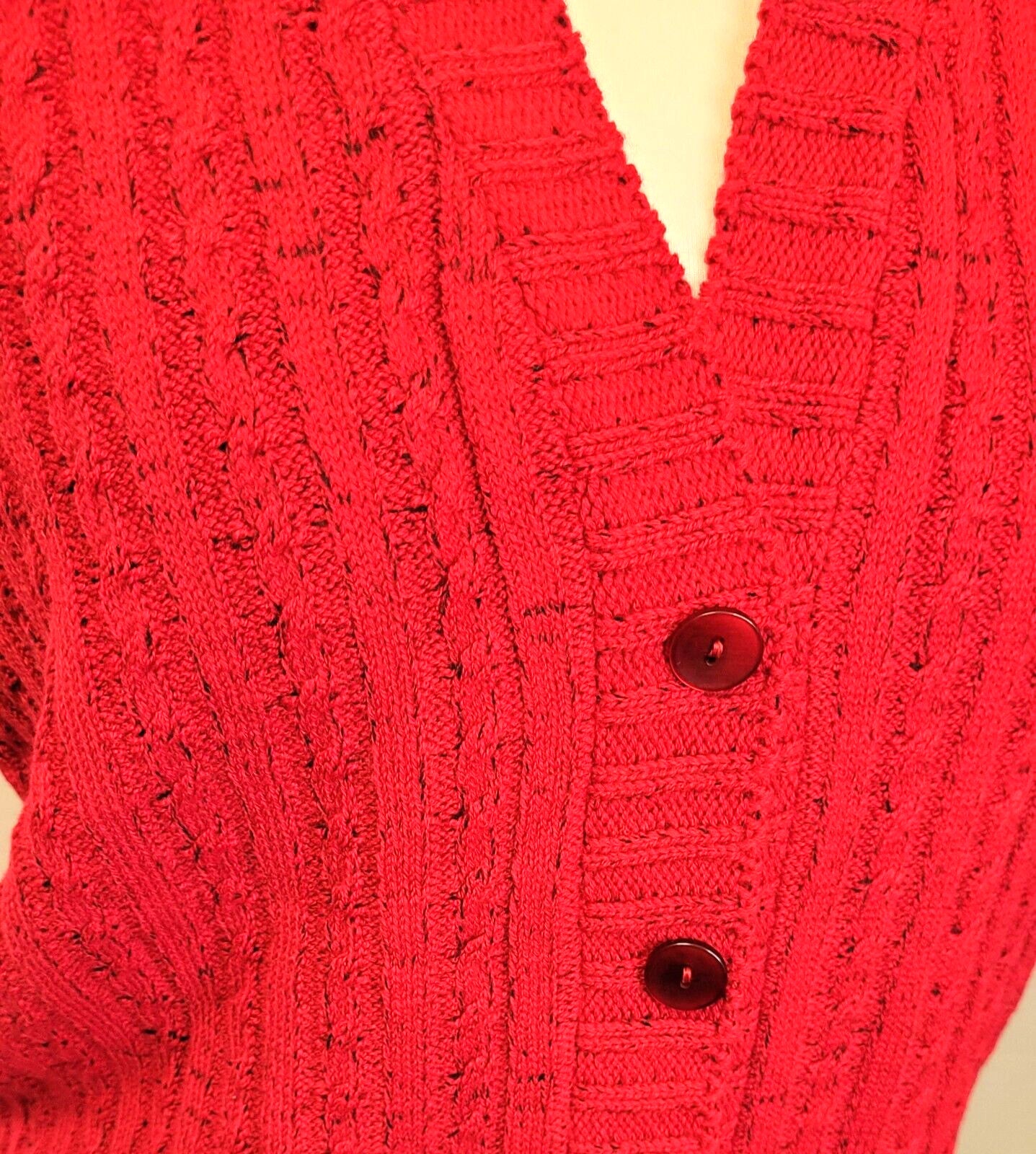 Womens Sleeveless Cardigan S/M Red Button Through V-Neck by Monique BNWT