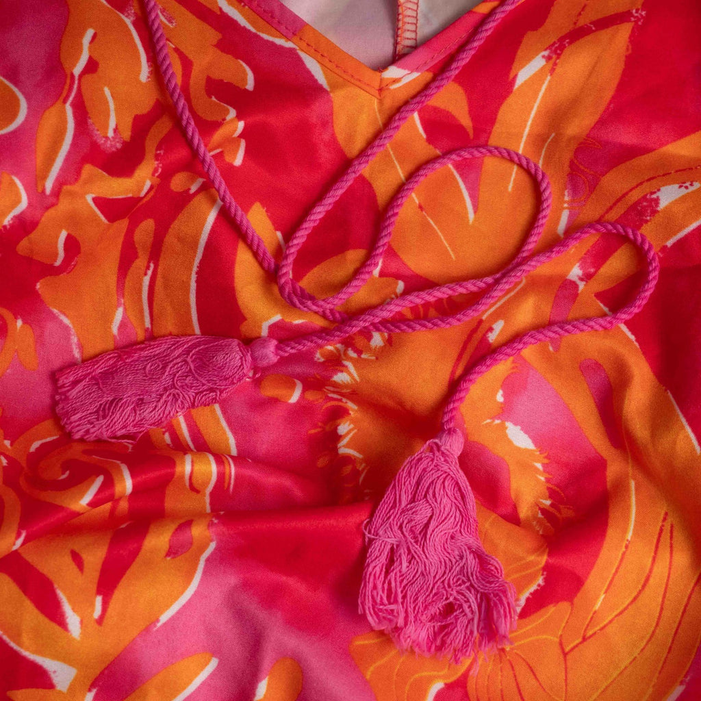 Sheilay Pink/Orange Floral XL Kaftan Beach Top New With Tag