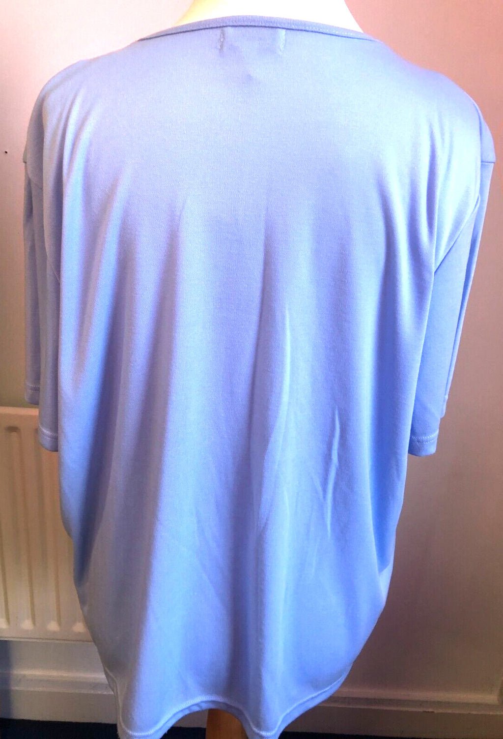 Womens Top Plus2 Light Blue Short Sleeve Round Neck Cotton Rich BNWT