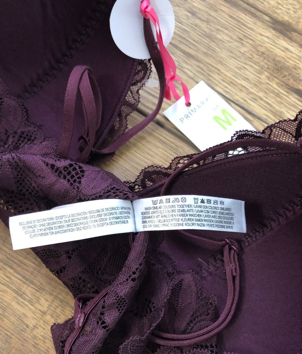 Primark purple bra lightly padded with all-over lace detail and non-wired design.