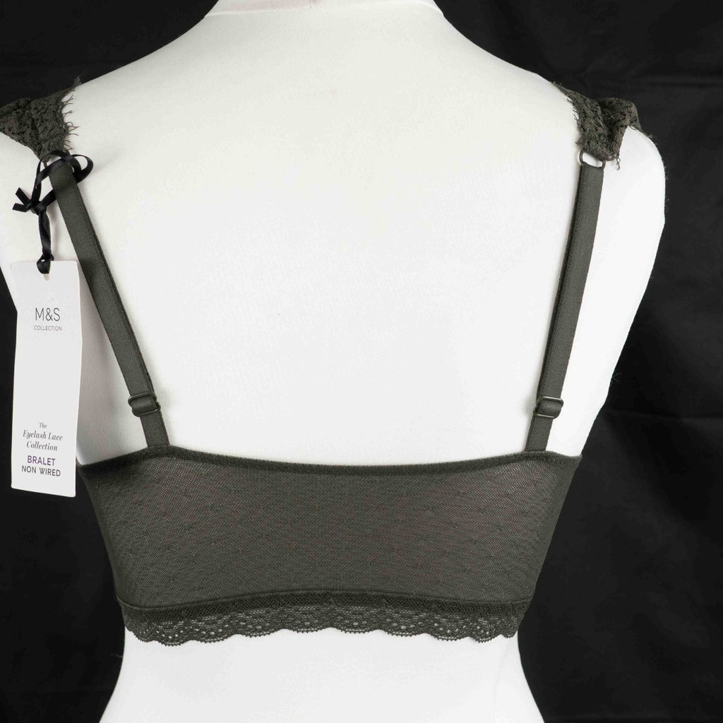M&amp;S Size 10 Khaki Eyelash Lace Bralette New With Tag RRP £12