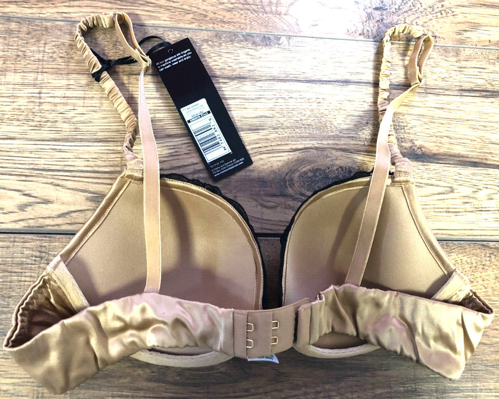 M&amp;S Bra 34A Amber Padded Plunge Underwired Silk Blend New with Tags