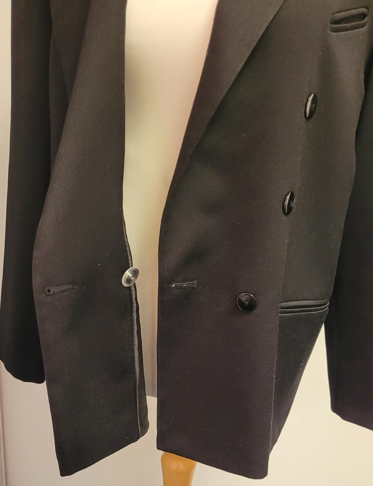 Hamells Jacket Double Breasted UK14 Black Shoulder Pads Pockets Pre-Owned