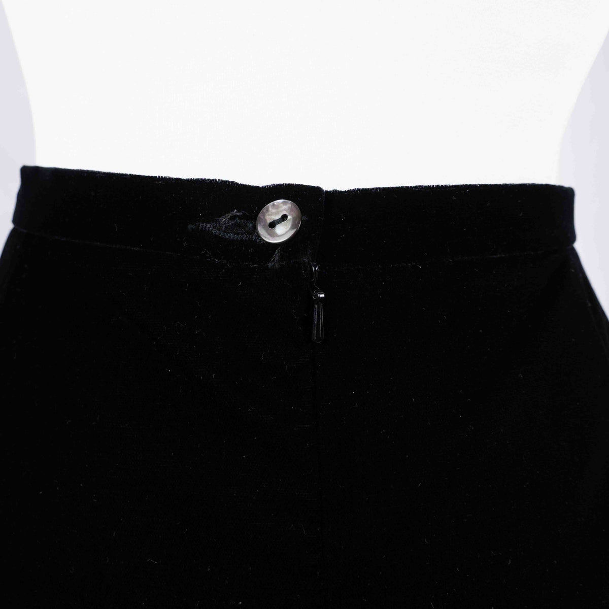 Marks & Spencer black velvet pencil skirt UK 12, back zip closure, fully lined.