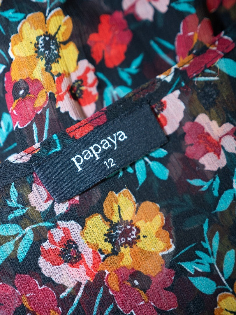 Papaya Shear Floral Top Size 12 | Pre-Owned