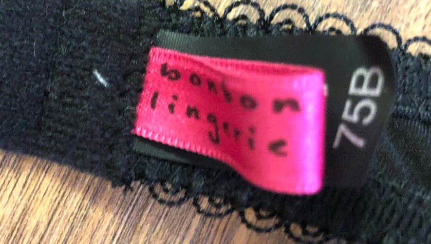 Bonbon Lingerie Bra 34B Black/Pink Plunge Underwired Padded New with Tags