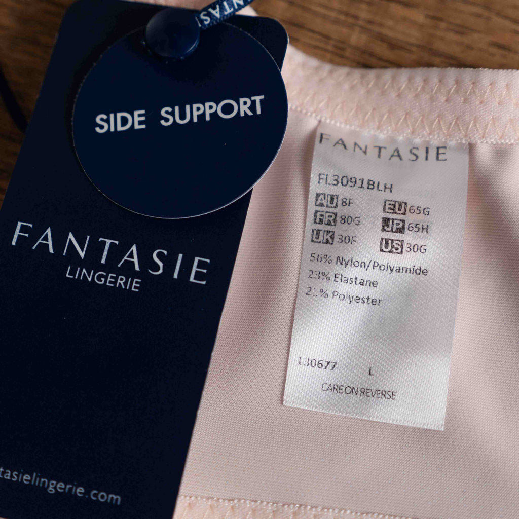 Fantasie apricot underwired soft cup bra with striped pattern and delicate trim.