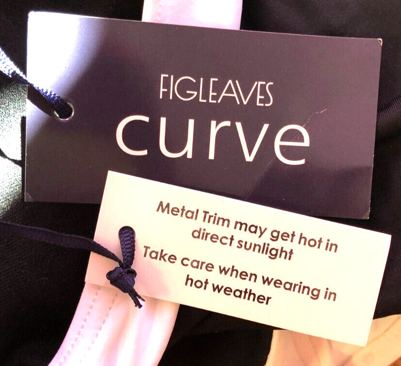Figleaves Swimsuit UK26 Black/White Padded Plunge Choker Halterneck New + Tags
