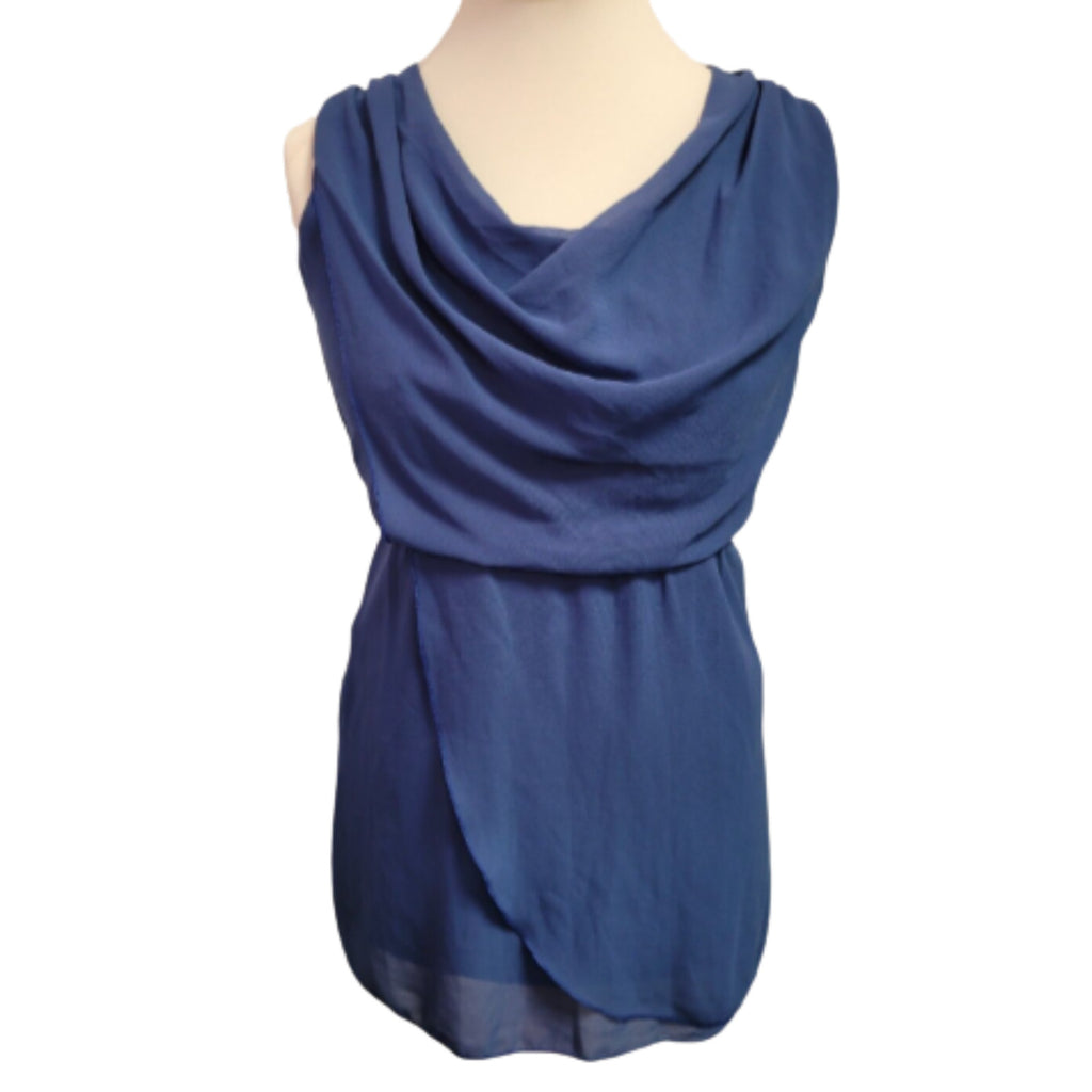 Wal-G Midi Dress M/L Cobalt Blue Sleeveless Cowl Neck Tie Waist New with Tags