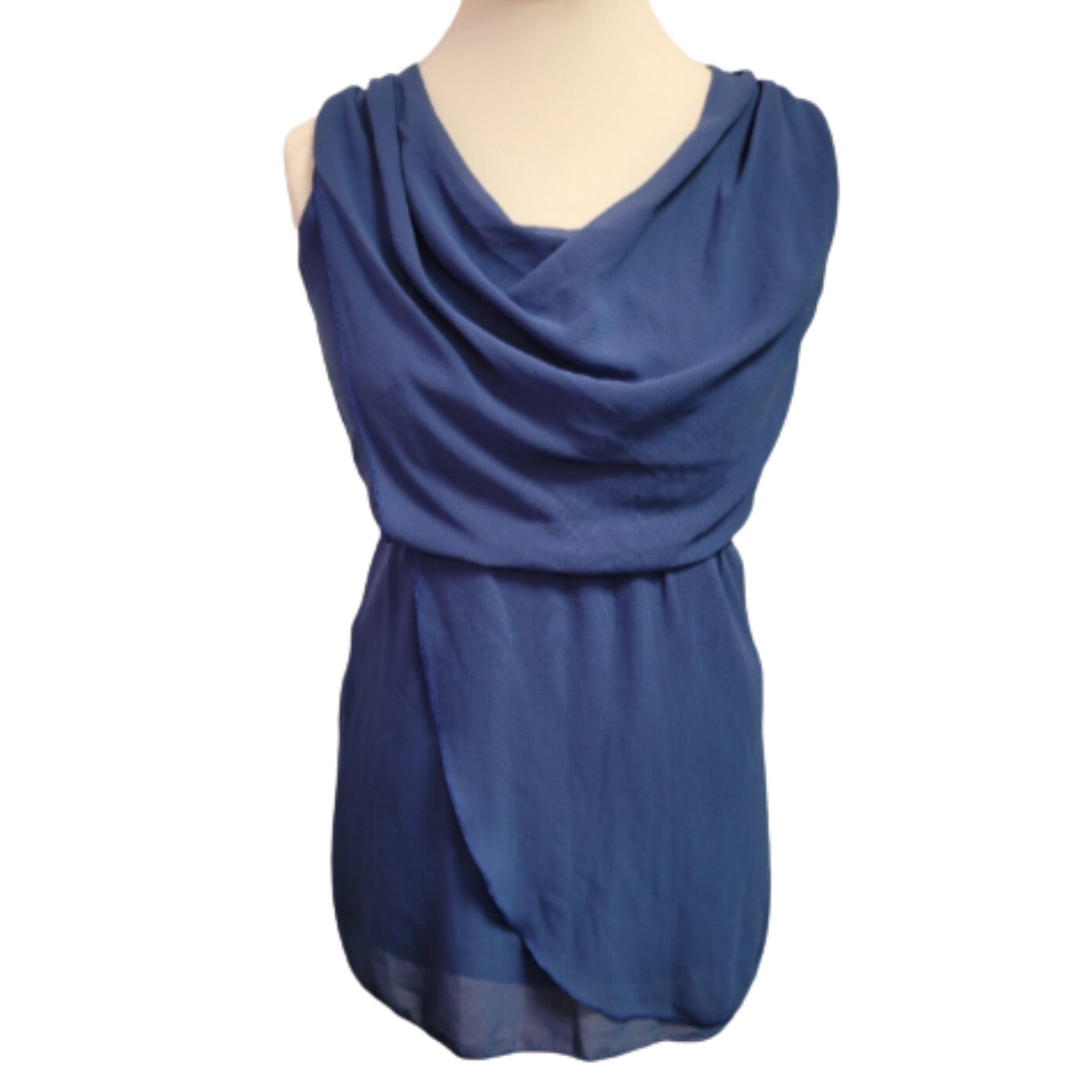 Wal-G Midi Dress M/L Cobalt Blue Sleeveless Cowl Neck Tie Waist New with Tags