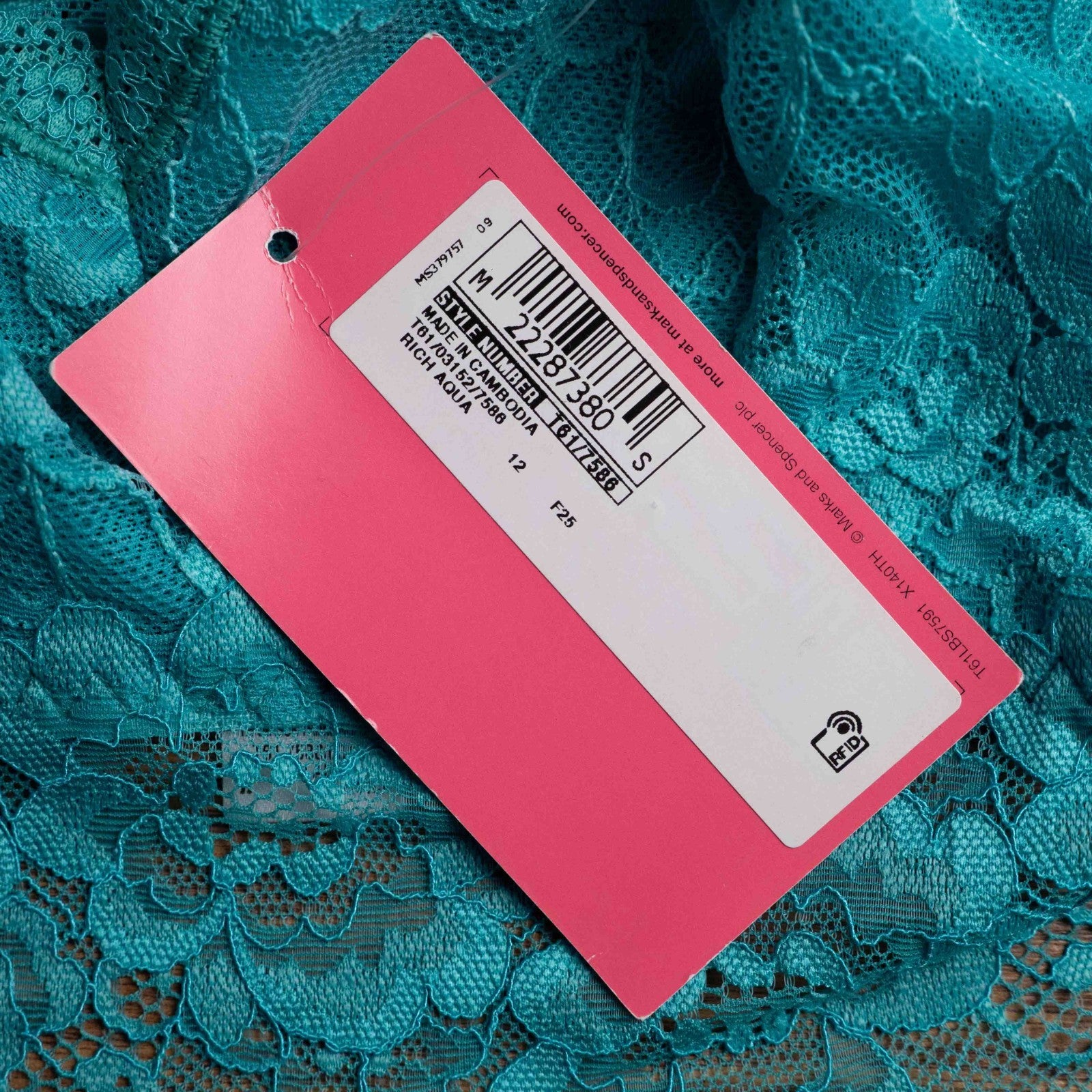 M&amp;S Lingerie Green Floral Lace Crop Top Size 12 NWT RRP £9.50