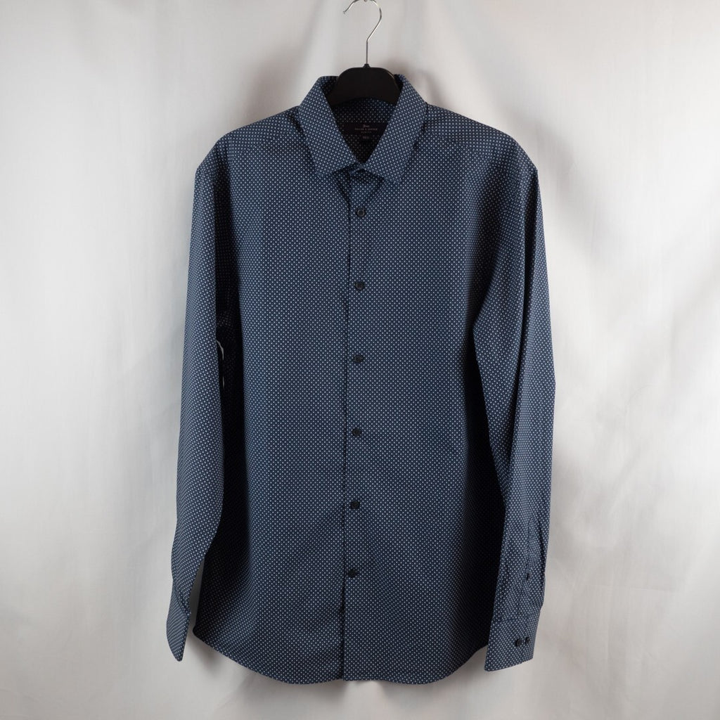Taylor &amp; Cutter Slim Fit Shirt Navy/White Size 42"/15.5" Pre-Owned