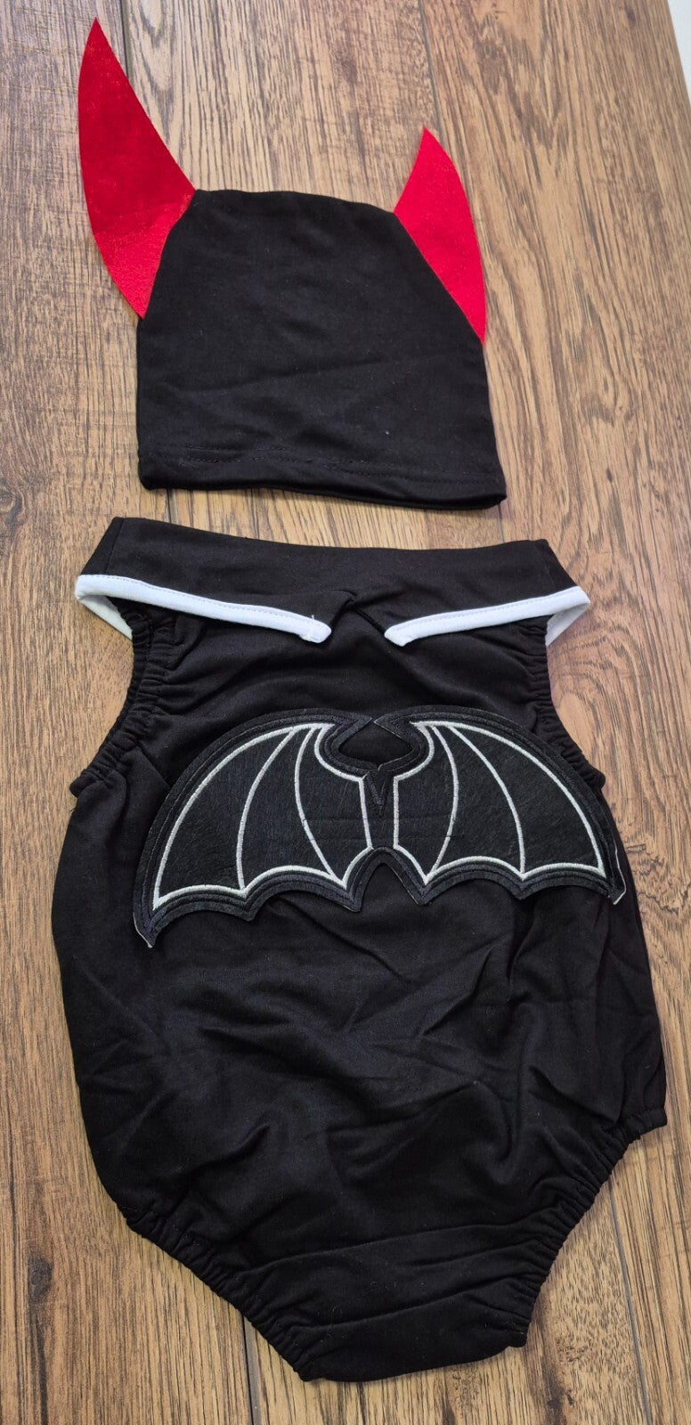Kids Tales 3-Piece Halloween Costume &amp; Babygrow Grey/Black 80cm NWT