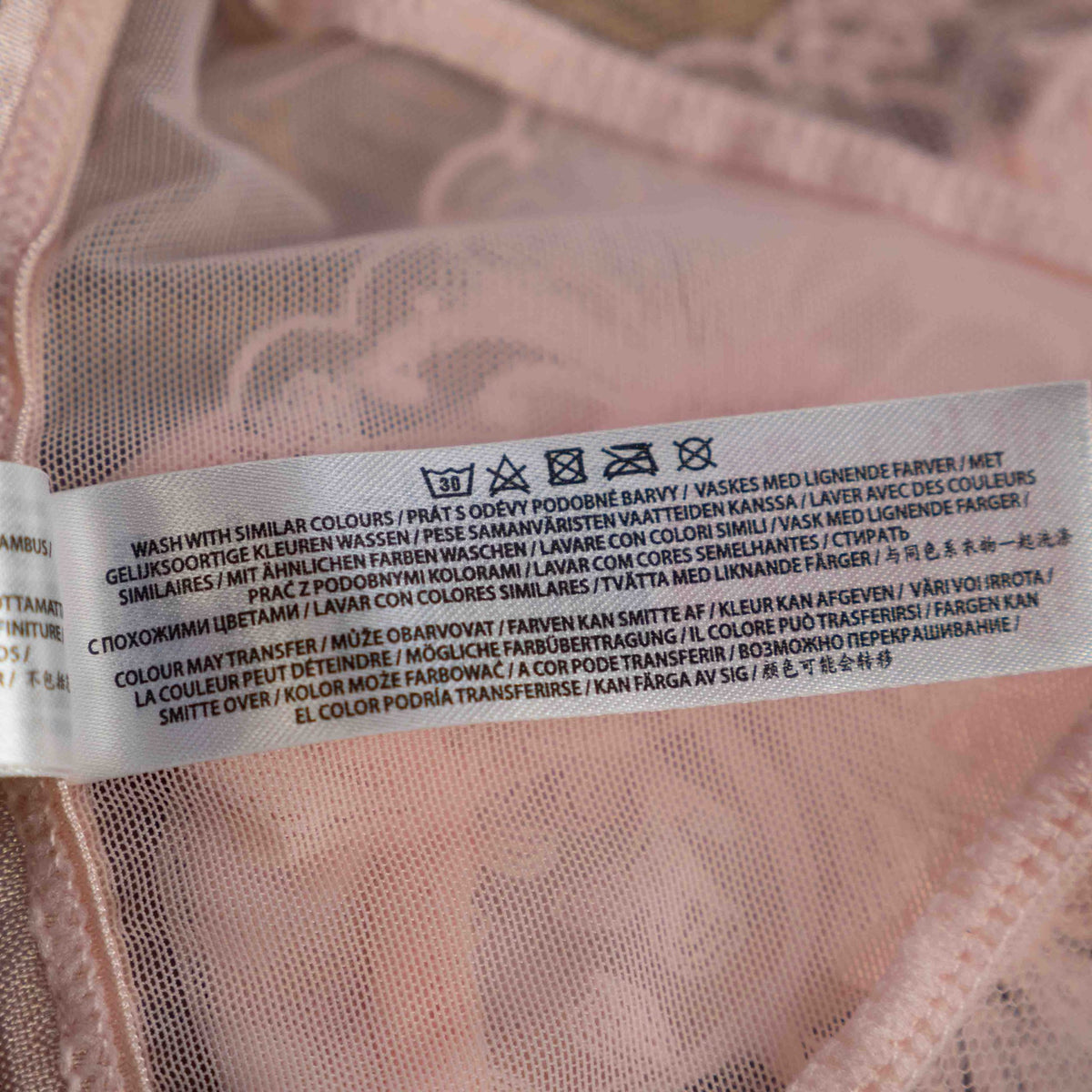 Bluebella pale pink lace briefs with delicate detailing and tags attached.
